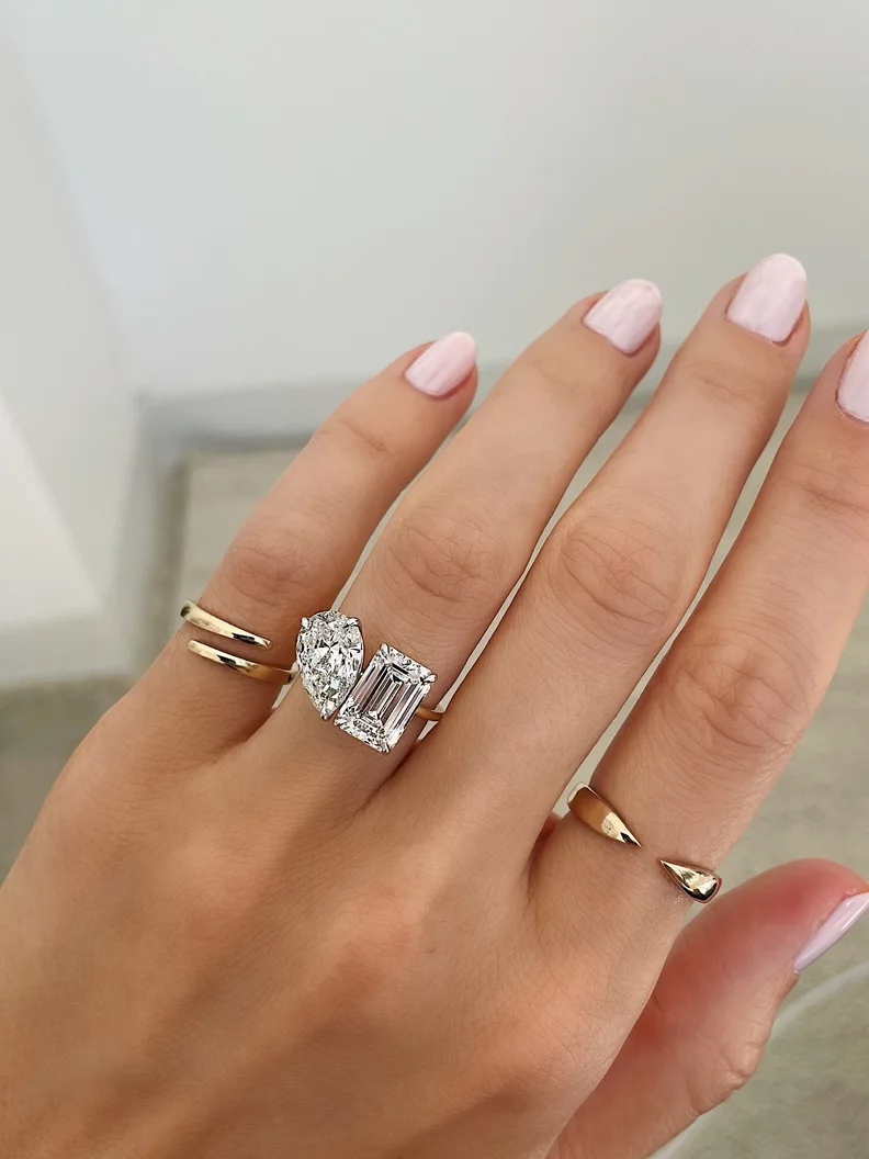 Moissanite Toi Et Moi Ring