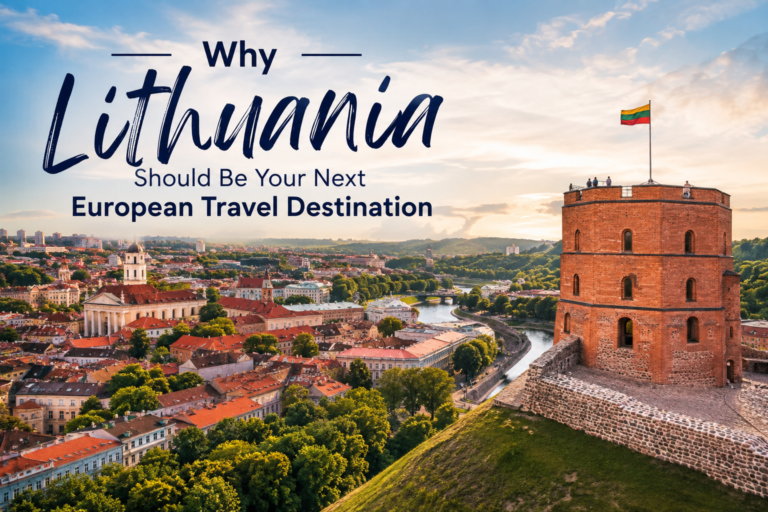 Lithuania travel destination with Vilnius historic city and castle